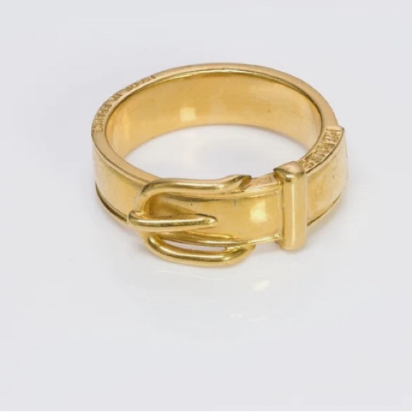 Authentic HERMES Gold Plated Belt Buckle Scarf Ring - Vintage - Picture 2 of 9